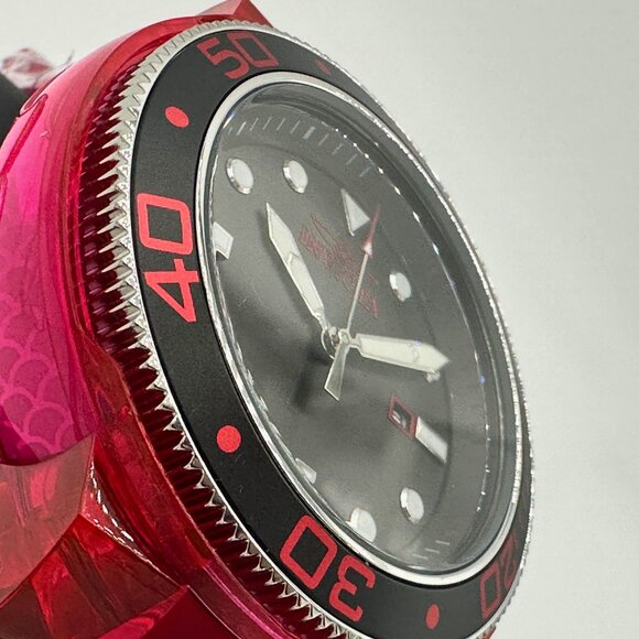 BRAND NEW Invicta Pro Diver 51mm Black Dial Transparent Watch Red Poly Strap - Picture 3 of 8